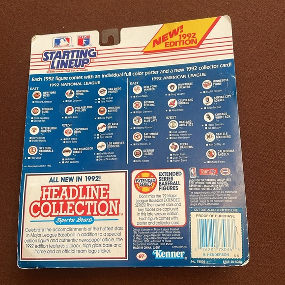 1992 Ricky Henderson starting lineup special series with 11 x 14 poster - Picture 2 of 2